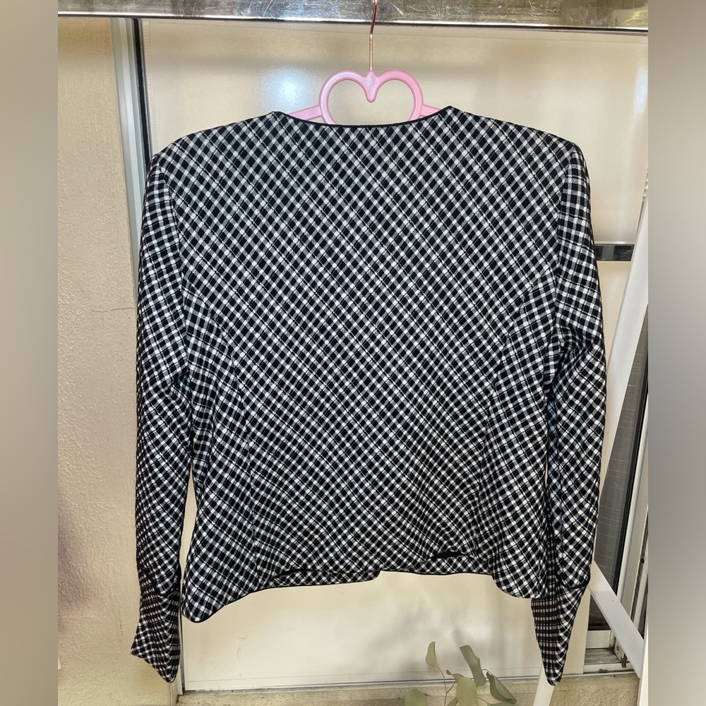 SPANX Black & White Gingham Cropped Jacket Blazer Size M‎ Quiet Luxury old money - Picture 7 of 10